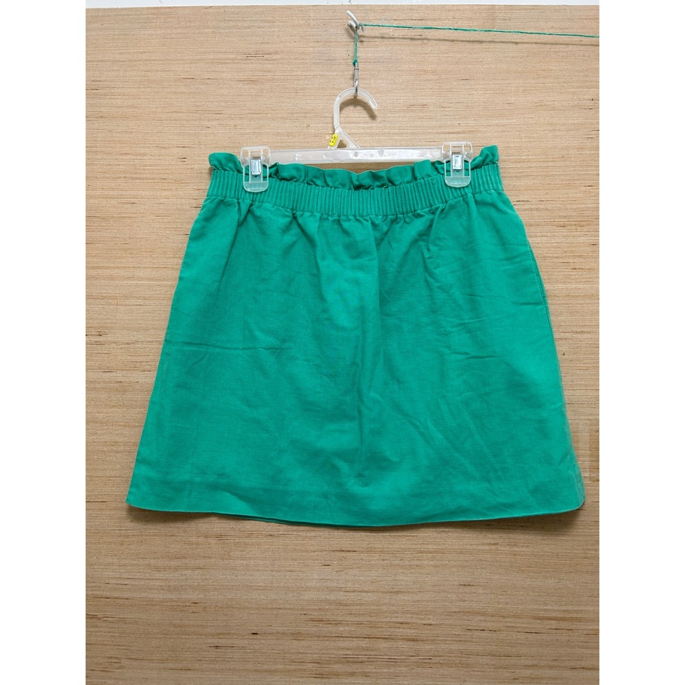J.Crew Womens Kelly Green Linen Blend Paperbag Waist Mini Skirt Size 10 Pockets